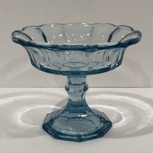 Fostoria Blue Virginia Glass Pedestal Candy Dish